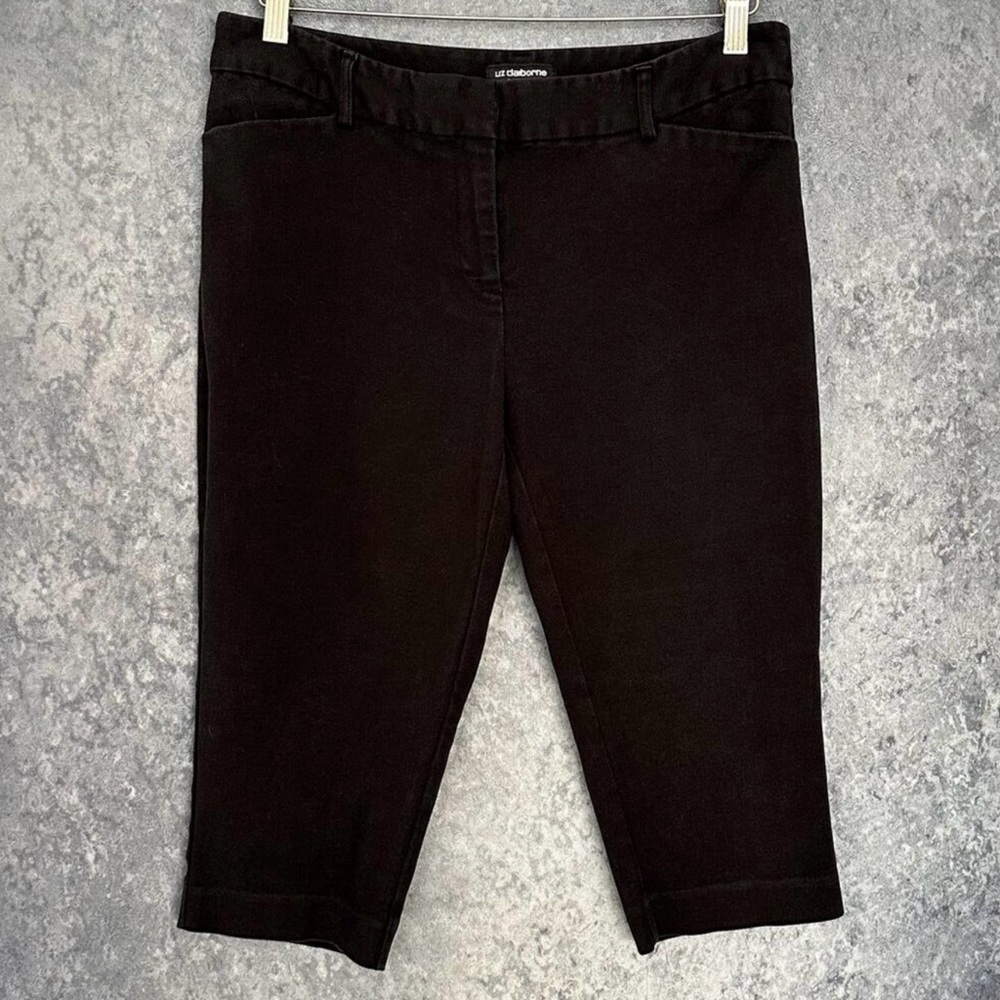 Liz Claiborne Emma Classic Cropped Black Slacks, 12P
